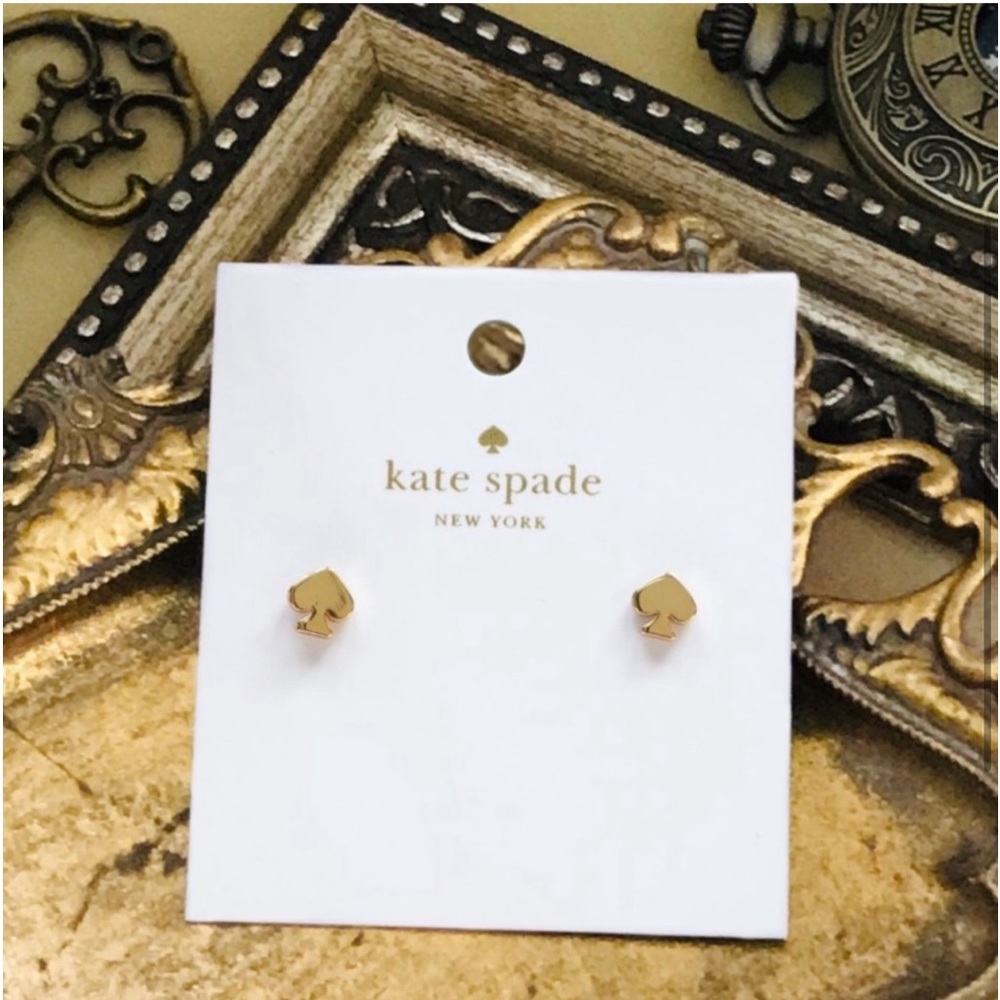 New KATE SPADE Women’s Signature Spade Gold Tone Stud Earrings Authentic - Picture 4 of 10